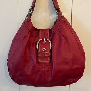 Coach Lynn Soho Red Leather Buckle Shoulder Bag